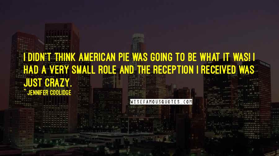 Jennifer Coolidge Quotes: I didn't think American Pie was going to be what it was! I had a very small role and the reception I received was just crazy.