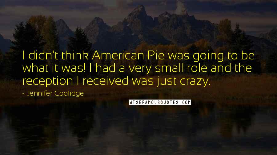 Jennifer Coolidge Quotes: I didn't think American Pie was going to be what it was! I had a very small role and the reception I received was just crazy.