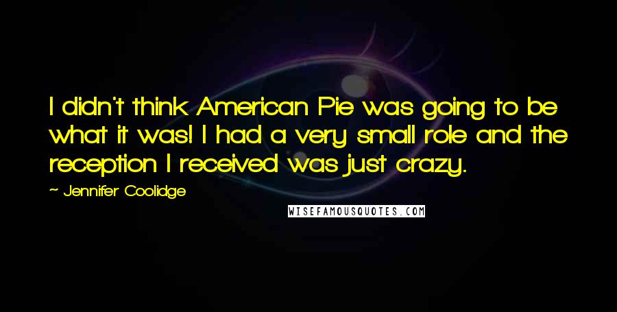 Jennifer Coolidge Quotes: I didn't think American Pie was going to be what it was! I had a very small role and the reception I received was just crazy.