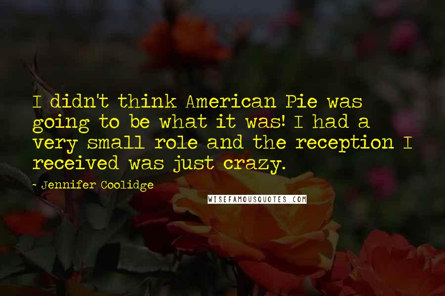 Jennifer Coolidge Quotes: I didn't think American Pie was going to be what it was! I had a very small role and the reception I received was just crazy.