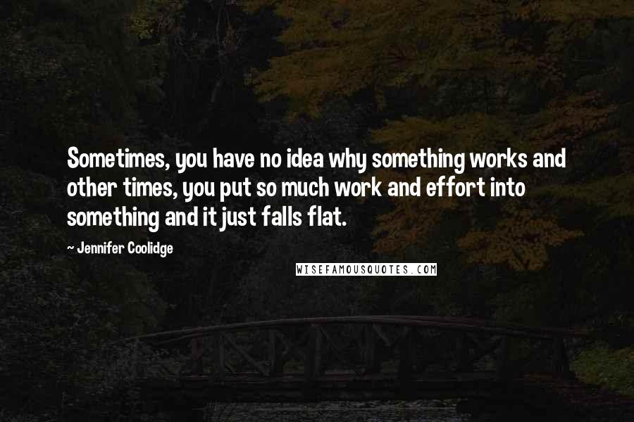 Jennifer Coolidge Quotes: Sometimes, you have no idea why something works and other times, you put so much work and effort into something and it just falls flat.