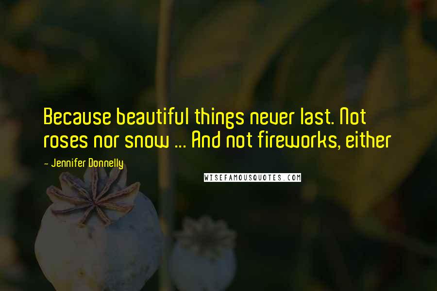 Jennifer Donnelly Quotes: Because beautiful things never last. Not roses nor snow ... And not fireworks, either