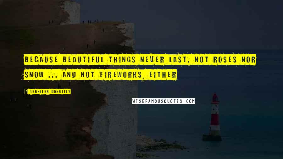 Jennifer Donnelly Quotes: Because beautiful things never last. Not roses nor snow ... And not fireworks, either