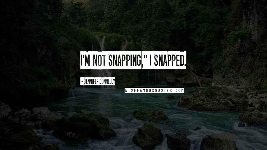Jennifer Donnelly Quotes: I'm not snapping," I snapped.