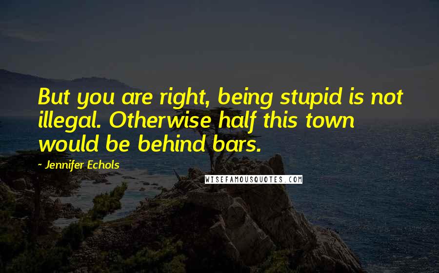 Jennifer Echols Quotes: But you are right, being stupid is not illegal. Otherwise half this town would be behind bars.