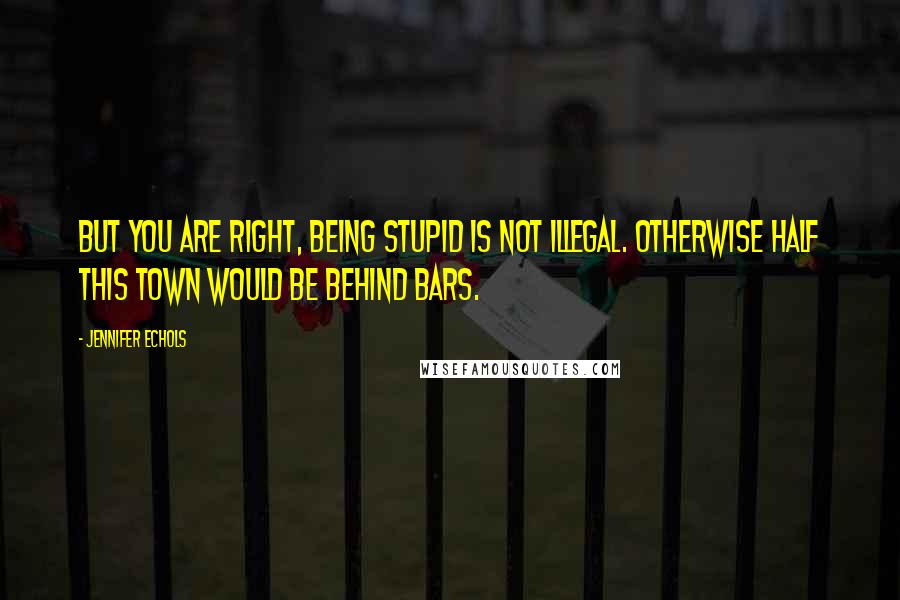 Jennifer Echols Quotes: But you are right, being stupid is not illegal. Otherwise half this town would be behind bars.