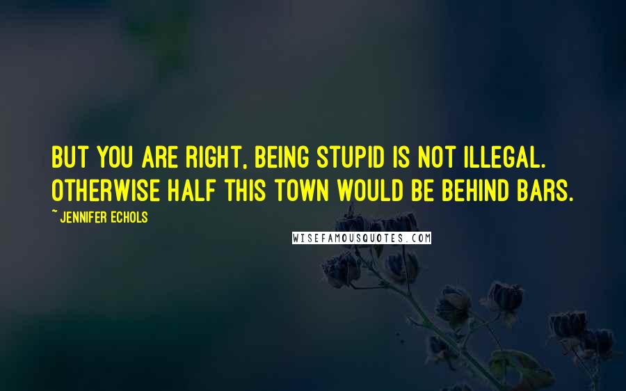 Jennifer Echols Quotes: But you are right, being stupid is not illegal. Otherwise half this town would be behind bars.