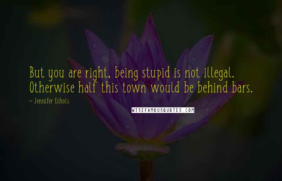 Jennifer Echols Quotes: But you are right, being stupid is not illegal. Otherwise half this town would be behind bars.