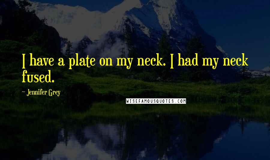 Jennifer Grey Quotes: I have a plate on my neck. I had my neck fused.