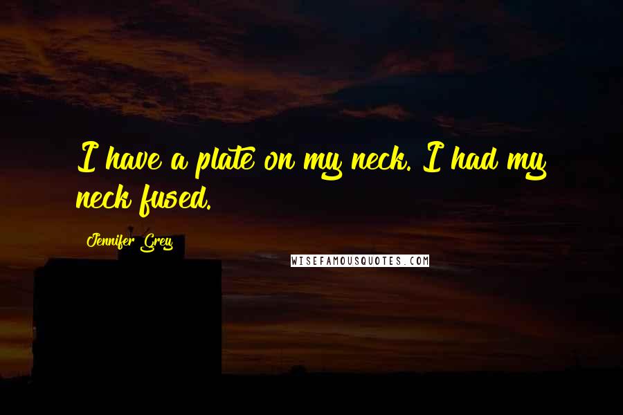 Jennifer Grey Quotes: I have a plate on my neck. I had my neck fused.