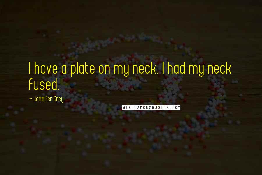 Jennifer Grey Quotes: I have a plate on my neck. I had my neck fused.