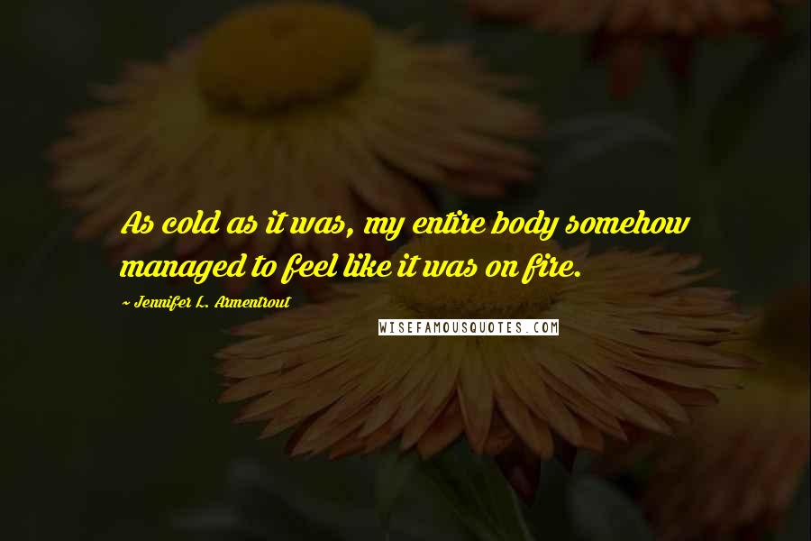 Jennifer L. Armentrout Quotes: As cold as it was, my entire body somehow managed to feel like it was on fire.