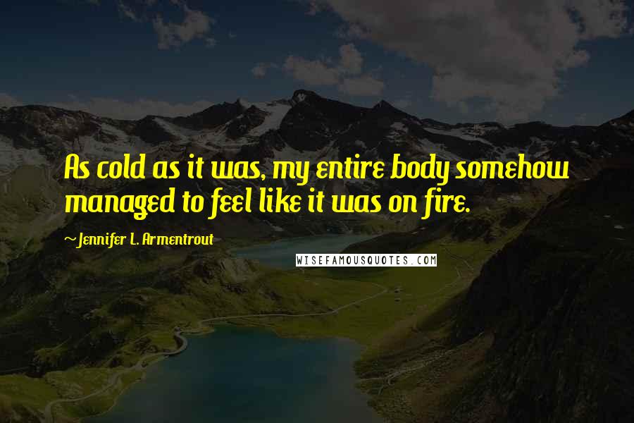 Jennifer L. Armentrout Quotes: As cold as it was, my entire body somehow managed to feel like it was on fire.