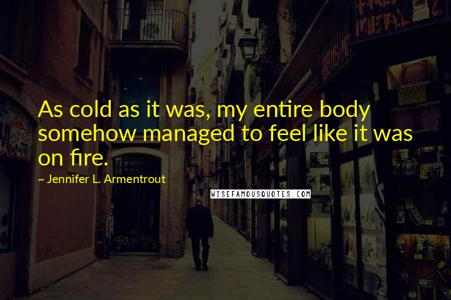 Jennifer L. Armentrout Quotes: As cold as it was, my entire body somehow managed to feel like it was on fire.