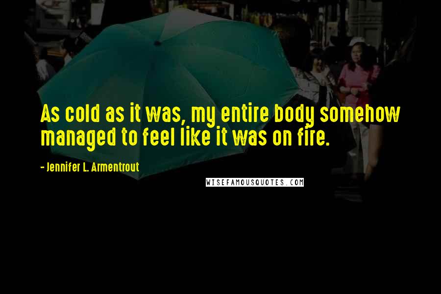Jennifer L. Armentrout Quotes: As cold as it was, my entire body somehow managed to feel like it was on fire.