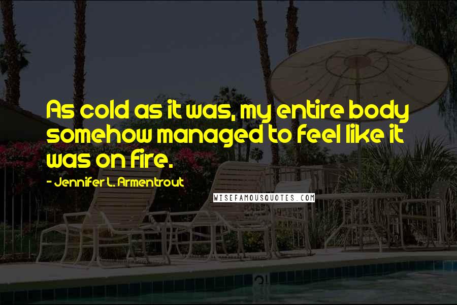 Jennifer L. Armentrout Quotes: As cold as it was, my entire body somehow managed to feel like it was on fire.