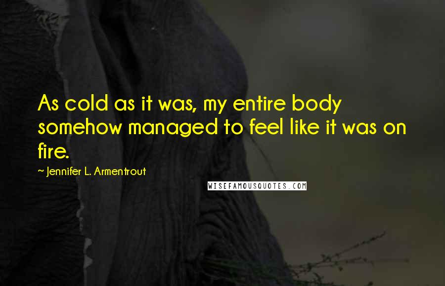 Jennifer L. Armentrout Quotes: As cold as it was, my entire body somehow managed to feel like it was on fire.