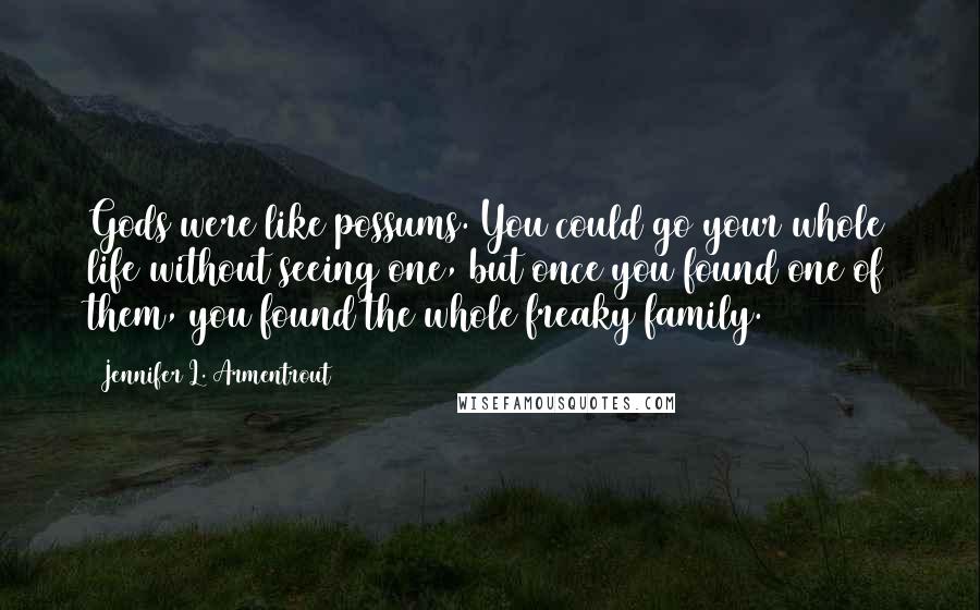 Jennifer L. Armentrout Quotes: Gods were like possums. You could go your whole life without seeing one, but once you found one of them, you found the whole freaky family.