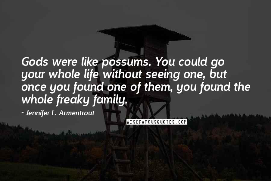 Jennifer L. Armentrout Quotes: Gods were like possums. You could go your whole life without seeing one, but once you found one of them, you found the whole freaky family.