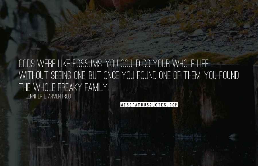 Jennifer L. Armentrout Quotes: Gods were like possums. You could go your whole life without seeing one, but once you found one of them, you found the whole freaky family.