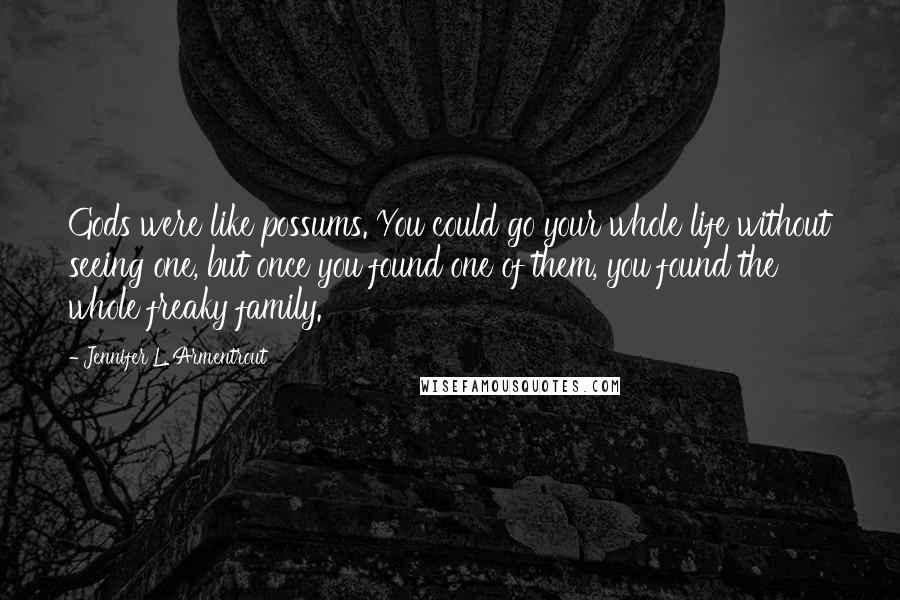 Jennifer L. Armentrout Quotes: Gods were like possums. You could go your whole life without seeing one, but once you found one of them, you found the whole freaky family.