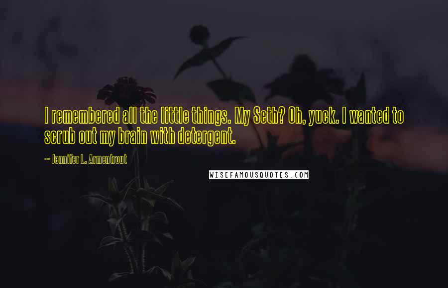 Jennifer L. Armentrout Quotes: I remembered all the little things. My Seth? Oh, yuck. I wanted to scrub out my brain with detergent.