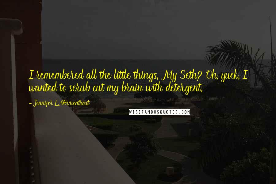 Jennifer L. Armentrout Quotes: I remembered all the little things. My Seth? Oh, yuck. I wanted to scrub out my brain with detergent.