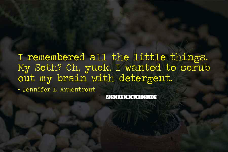 Jennifer L. Armentrout Quotes: I remembered all the little things. My Seth? Oh, yuck. I wanted to scrub out my brain with detergent.