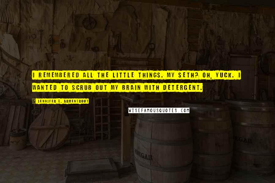 Jennifer L. Armentrout Quotes: I remembered all the little things. My Seth? Oh, yuck. I wanted to scrub out my brain with detergent.