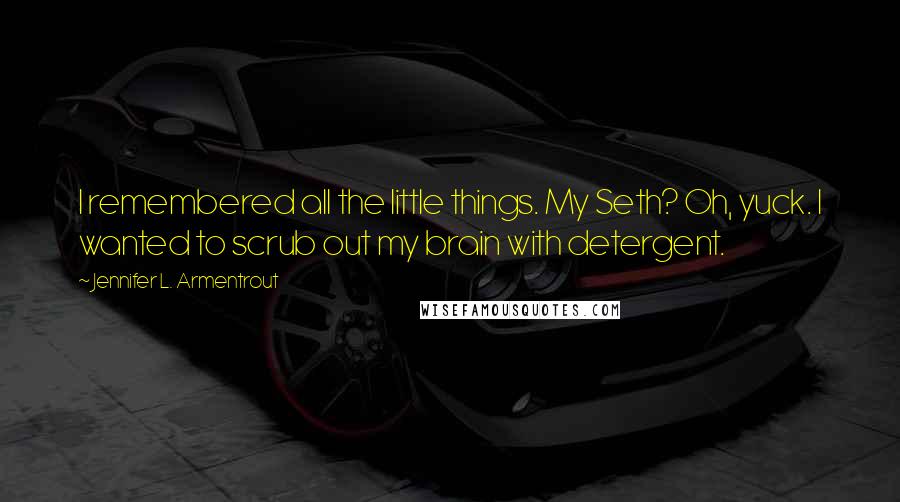 Jennifer L. Armentrout Quotes: I remembered all the little things. My Seth? Oh, yuck. I wanted to scrub out my brain with detergent.