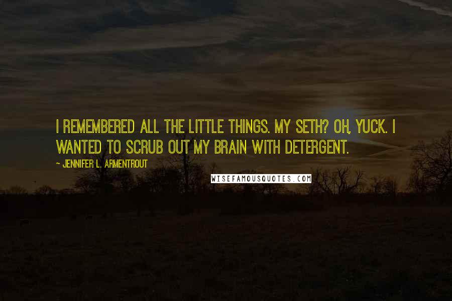 Jennifer L. Armentrout Quotes: I remembered all the little things. My Seth? Oh, yuck. I wanted to scrub out my brain with detergent.