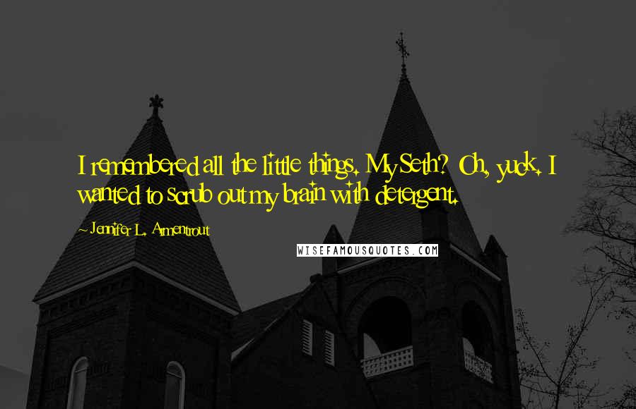 Jennifer L. Armentrout Quotes: I remembered all the little things. My Seth? Oh, yuck. I wanted to scrub out my brain with detergent.