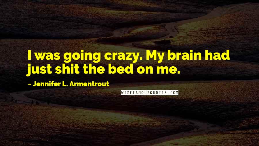 Jennifer L. Armentrout Quotes: I was going crazy. My brain had just shit the bed on me.