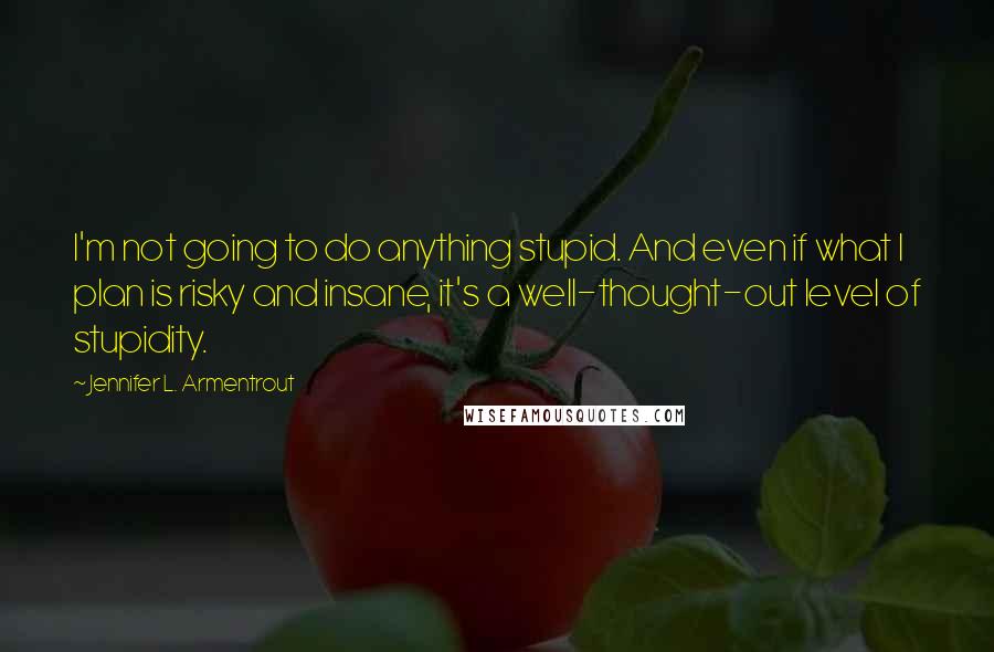 Jennifer L. Armentrout Quotes: I'm not going to do anything stupid. And even if what I plan is risky and insane, it's a well-thought-out level of stupidity.