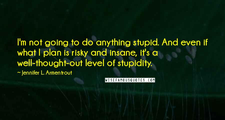 Jennifer L. Armentrout Quotes: I'm not going to do anything stupid. And even if what I plan is risky and insane, it's a well-thought-out level of stupidity.