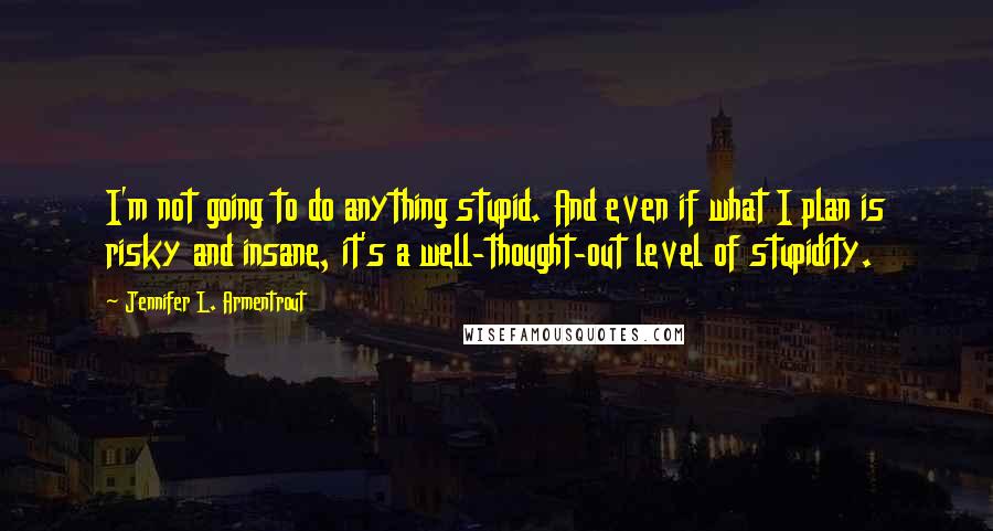 Jennifer L. Armentrout Quotes: I'm not going to do anything stupid. And even if what I plan is risky and insane, it's a well-thought-out level of stupidity.