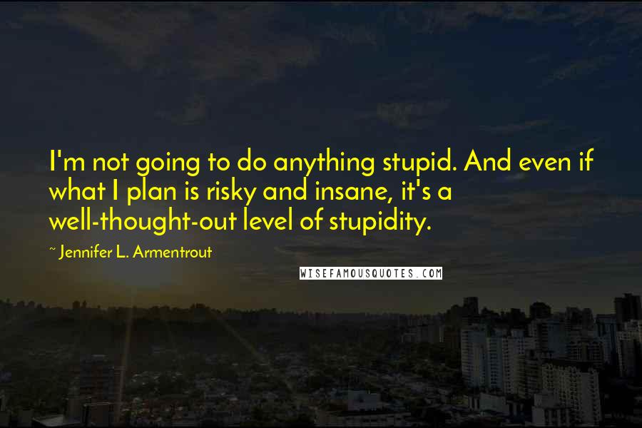 Jennifer L. Armentrout Quotes: I'm not going to do anything stupid. And even if what I plan is risky and insane, it's a well-thought-out level of stupidity.