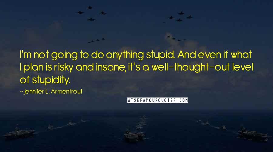 Jennifer L. Armentrout Quotes: I'm not going to do anything stupid. And even if what I plan is risky and insane, it's a well-thought-out level of stupidity.