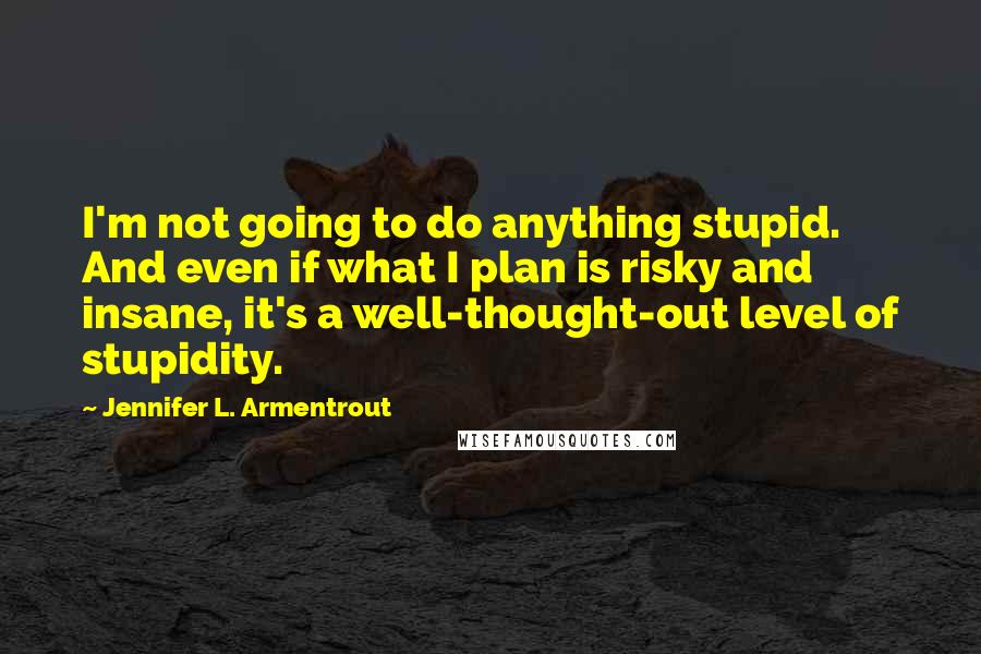 Jennifer L. Armentrout Quotes: I'm not going to do anything stupid. And even if what I plan is risky and insane, it's a well-thought-out level of stupidity.