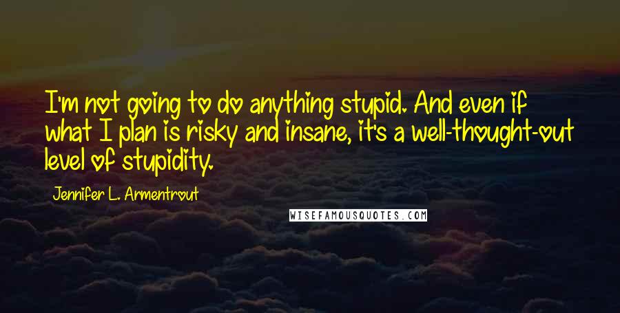 Jennifer L. Armentrout Quotes: I'm not going to do anything stupid. And even if what I plan is risky and insane, it's a well-thought-out level of stupidity.