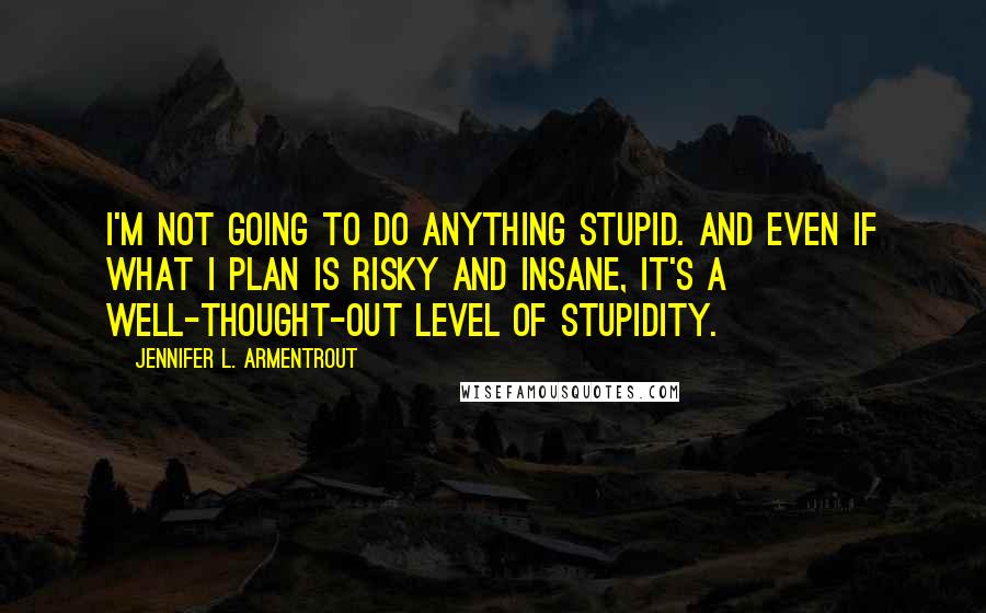 Jennifer L. Armentrout Quotes: I'm not going to do anything stupid. And even if what I plan is risky and insane, it's a well-thought-out level of stupidity.