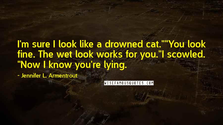 Jennifer L. Armentrout Quotes: I'm sure I look like a drowned cat.""You look fine. The wet look works for you."I scowled. "Now I know you're lying.