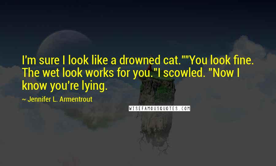 Jennifer L. Armentrout Quotes: I'm sure I look like a drowned cat.""You look fine. The wet look works for you."I scowled. "Now I know you're lying.