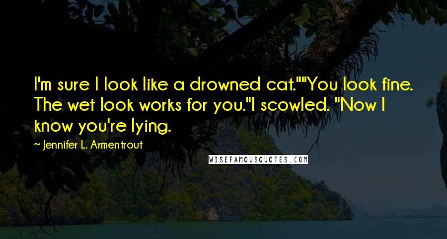 Jennifer L. Armentrout Quotes: I'm sure I look like a drowned cat.""You look fine. The wet look works for you."I scowled. "Now I know you're lying.