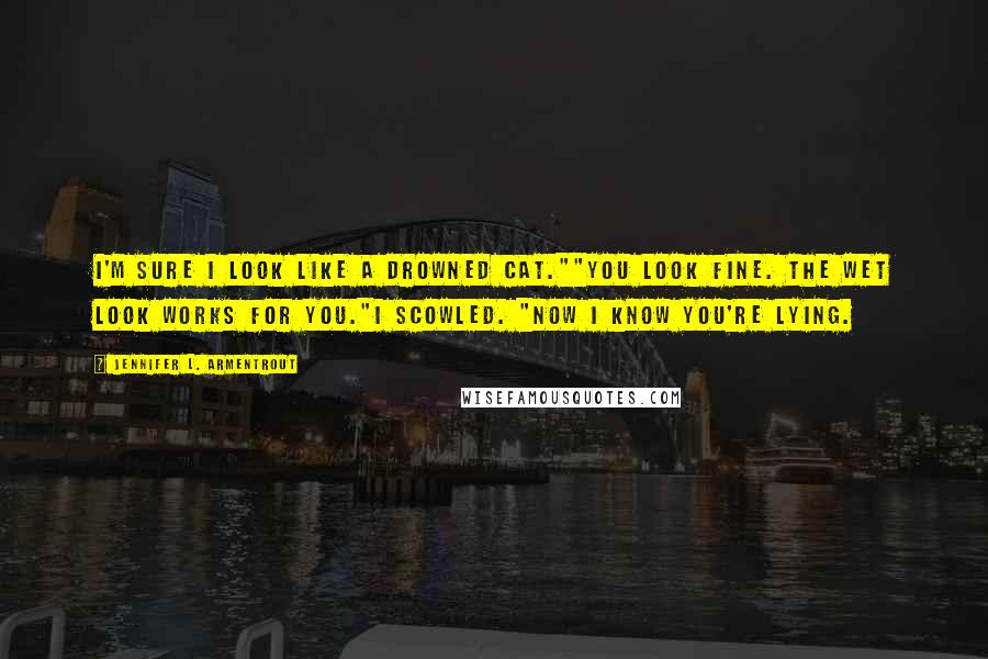 Jennifer L. Armentrout Quotes: I'm sure I look like a drowned cat.""You look fine. The wet look works for you."I scowled. "Now I know you're lying.