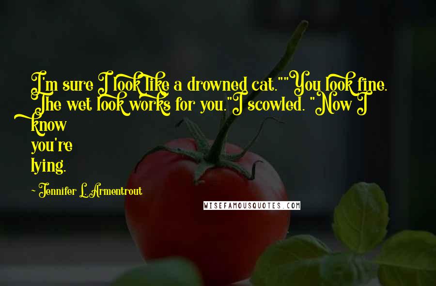 Jennifer L. Armentrout Quotes: I'm sure I look like a drowned cat.""You look fine. The wet look works for you."I scowled. "Now I know you're lying.