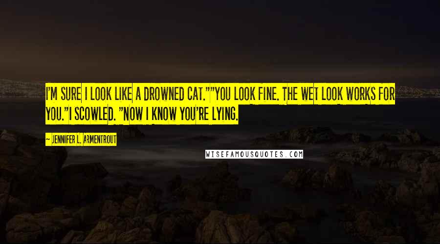 Jennifer L. Armentrout Quotes: I'm sure I look like a drowned cat.""You look fine. The wet look works for you."I scowled. "Now I know you're lying.