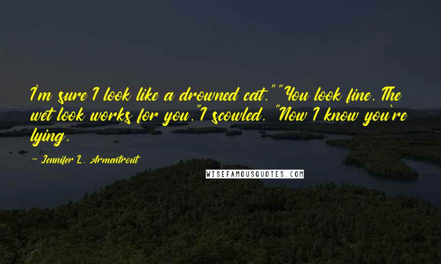 Jennifer L. Armentrout Quotes: I'm sure I look like a drowned cat.""You look fine. The wet look works for you."I scowled. "Now I know you're lying.