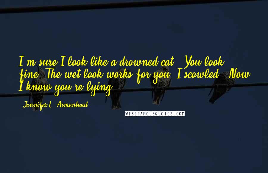 Jennifer L. Armentrout Quotes: I'm sure I look like a drowned cat.""You look fine. The wet look works for you."I scowled. "Now I know you're lying.