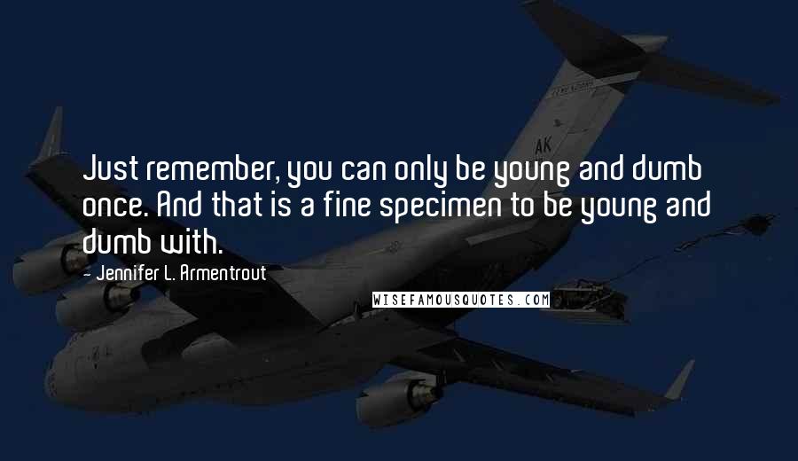 Jennifer L. Armentrout Quotes: Just remember, you can only be young and dumb once. And that is a fine specimen to be young and dumb with.